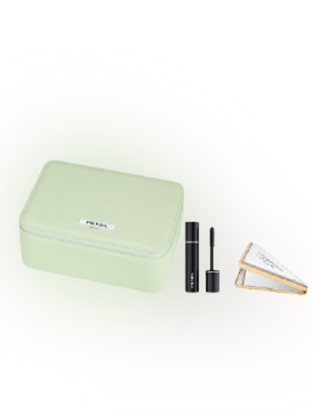 Prada Beauty 3-pc Green Vanity Double Mirror Mascara Travel Set New GWP